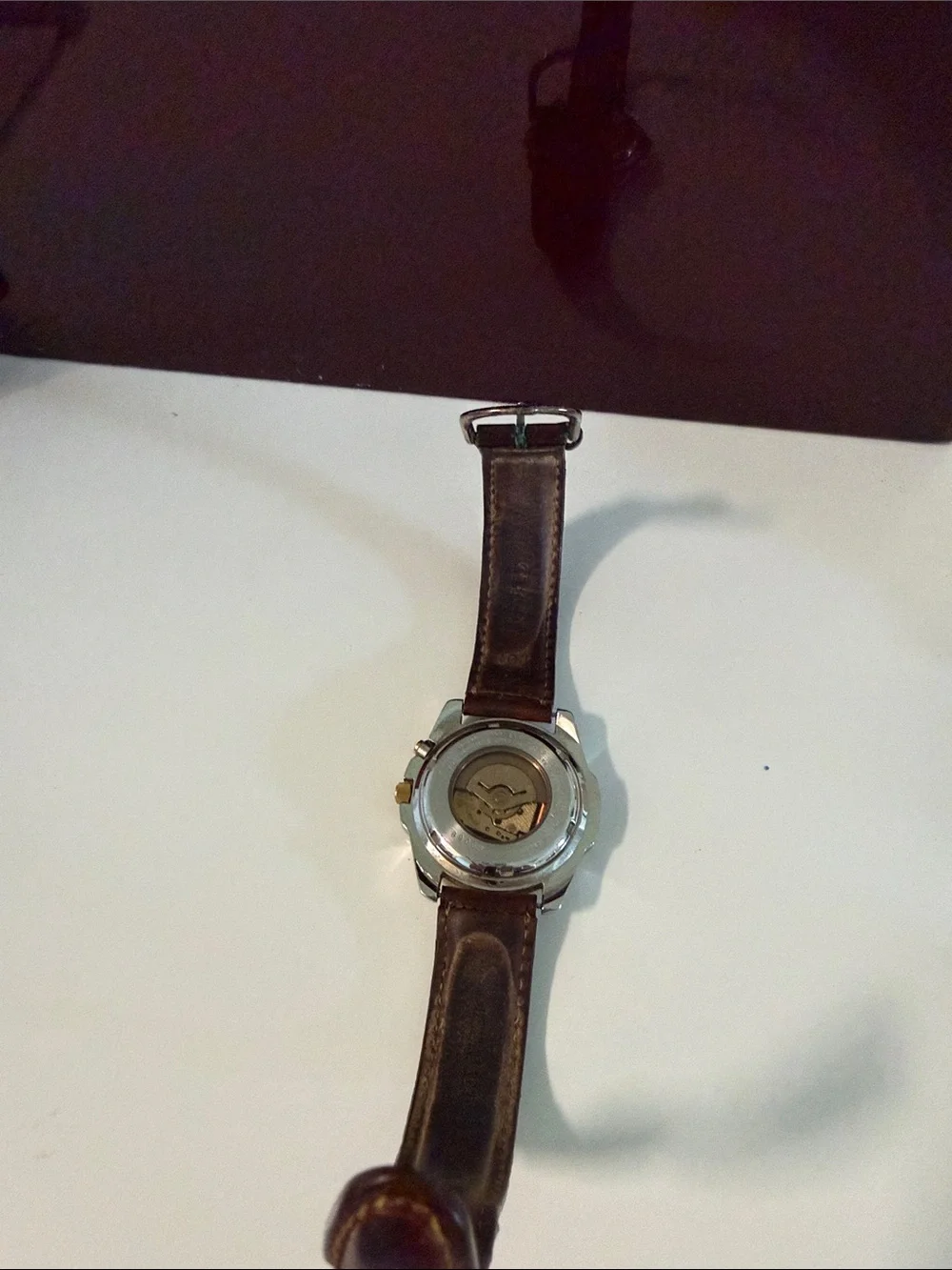 Seiko Men's Watch with Brown Leather Strap and Gold Bezel